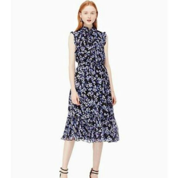 kate spade Dresses & Skirts - Kate Spade | Hydrangea Patio Floral Magnolia Silk Sleeveless Dress Black Size XS
